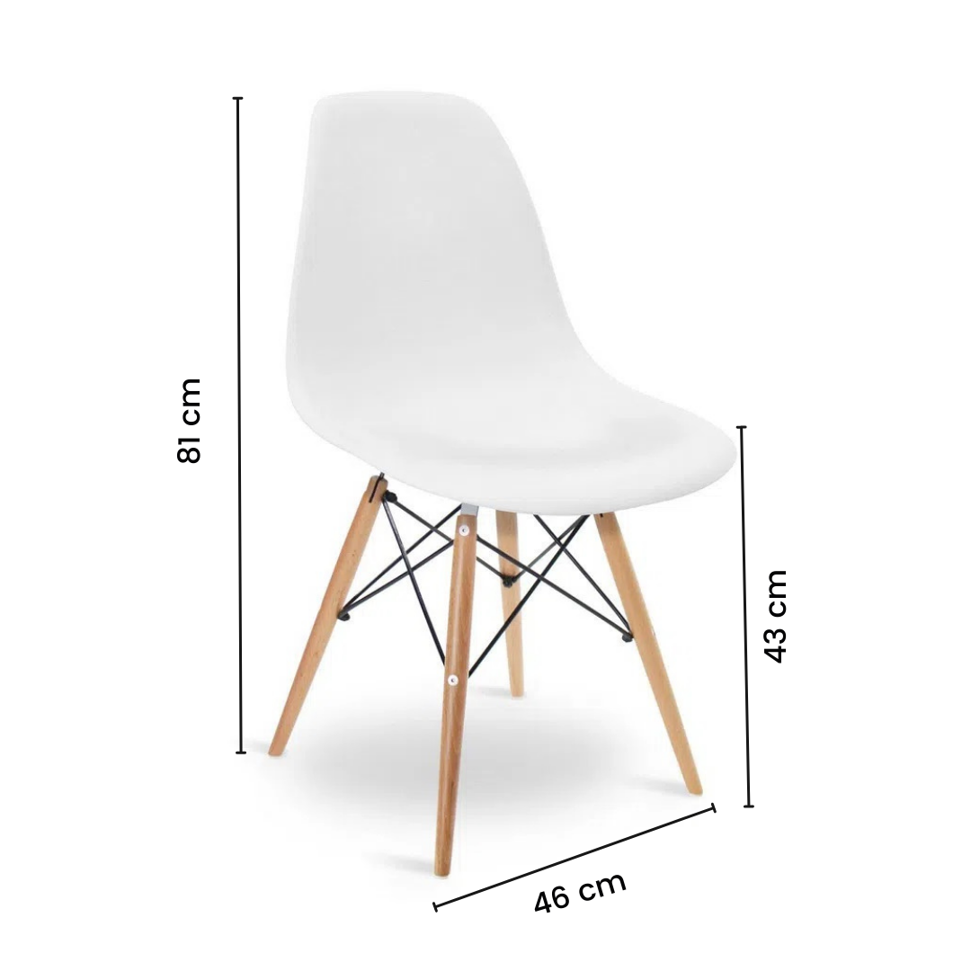 Kit 2 Cadeiras Charles Eames Eiffel Wood Design Branca - 5