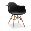 Ver imagem 2 de Kit 6 Cadeiras de Jantar Charles Eames Wood Daw Braço Preta