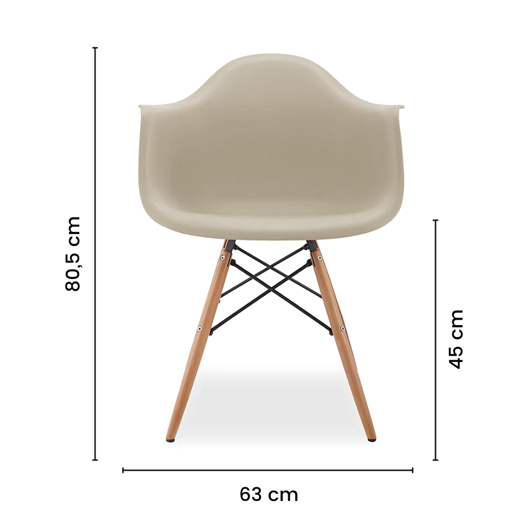 Kit 4 Cadeiras de Jantar Charles Eames Wood Daw Braço Fendi - 7