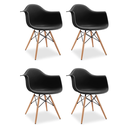 Ver imagem 1 de Kit 4 Cadeiras de Jantar Charles Eames Wood Daw Braço Preta
