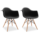 Ver imagem 1 de Kit 2 Cadeiras de Jantar Charles Eames Wood Daw Braço Preta