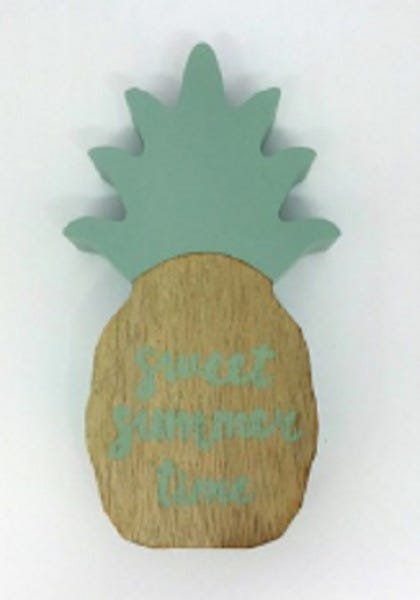 Peça decorativa em madeira abacaxi Pineapple Crow verde - 11 x 20cm - 4