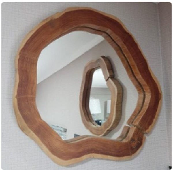 Espelho de Madeira Teka - Grande 50x50 cm