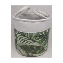 Conjunto de cesto redondo com estampa de folhas - 3 peças - 1