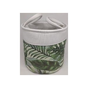 Conjunto de cesto redondo com estampa de folhas - 3 peças