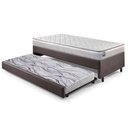 Ver imagem 3 de Bicama Box Solteiro Courino Linho Marrom 88x188x28 Cm com Colchão Hanover Inducol Molas Ensacadas