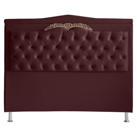 Cabeceira de Cama Box Madri Casal 140 Cm Suede Bordo Vinho Ec Móveis