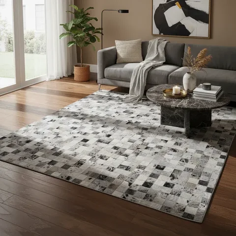 Tapete de Couro Quadriculado 2,00 X 1,50 M Salino Preto