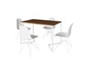Ver imagem 2 de Mesa Industrial Base Ferro Branco em V Tampo 137x90 Amendoa 4 Cadeiras Eames Assento Branco Ferro