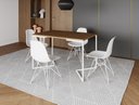 Ver imagem 1 de Mesa Industrial Base Ferro Branco em V Tampo 137x90 Amendoa 4 Cadeiras Eames Assento Branco Ferro