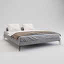 Ver imagem 2 de Cama Base Box King Unique 193x203 Sommier Moderno Pés de Ferro Linho Cinza - Desk Design
