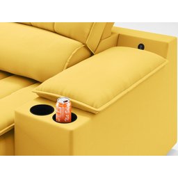 Sofá com Porta Copos e Carregador USB Retrátil e Reclinável Murano 2,00m Velosuede Canário - - 7