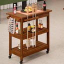 Ver imagem 1 de Carrinho Churrasco Grade Churrasqueira Tábua de Cortes Home W02 Madeira Maciça Imbuia - Lyam