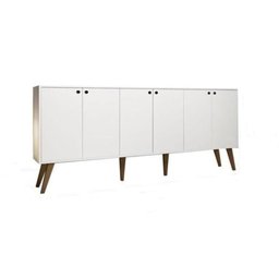 Balcão Aparador Buffet Retrô 6 Portas Com Pés Palito Branco Bela Casa - 2