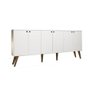 Balcão Aparador Buffet Retrô 6 Portas Com Pés Palito Branco Bela Casa - 2
