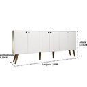 Ver imagem 3 de Balcão Aparador Buffet Retrô 6 Portas Com Pés Palito Branco Bela Casa