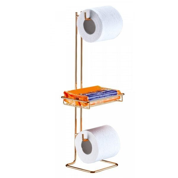 Suporte para Papel Higiênico de Chão para 2 Rolos com Porta Objetos Rose Gold Future é boa?
