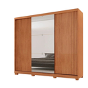 Ver imagem 2 de Guarda-Roupa Casal 100% MDF 3 Portas de Correr com Pés e Espelho Chile Marrom/Marromle