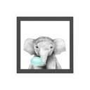 Ver imagem 1 de Quadro Quadrado Elefante Chiclete 20x20cm:Madeira branca