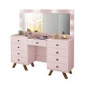 Ver imagem 2 de Penteadeira Mila Camarim com 8 Gavetas e Porta Joias com Tampo de Vidro - Rose