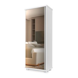 Armário Multiuso Londres 1 Porta com Espelho Branco - 2