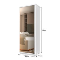 Armário Multiuso Londres 1 Porta com Espelho Branco - 4