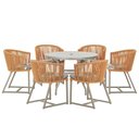 Ver imagem 1 de Mesa com 6 Cadeiras de Jantar Roma 120cm e Noronha em Alumínio Fendi Corda Náutica Estofado 6 Trama