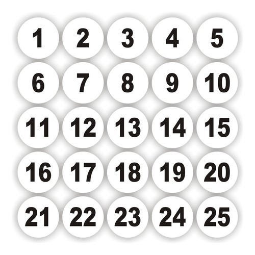 Adesivos Numerados 1 A 50 Redondo Fundo Branco Medida 1cm