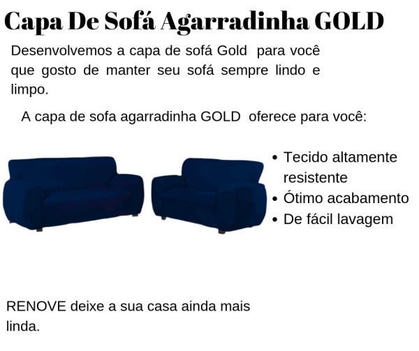 Capa de Sofá Agarradinha Gold 2 e 3 lugares - King - Azul Marinho - 2