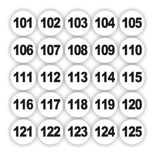Adesivos Numerados 101 A 200 Redondo Fundo Branco Medida 5cm - 1