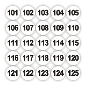 Adesivos Numerados 101 A 200 Redondo Fundo Branco Medida 5cm