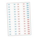 Ver imagem 1 de Kit 2 Cartelas Etiqueta Adesivo De Voltagem 12v Tomadas E Cabos