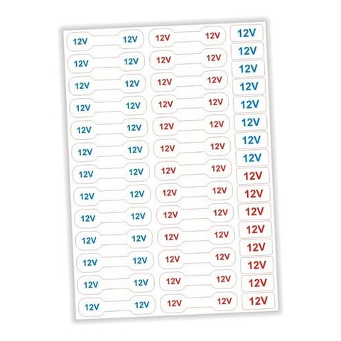 Kit 2 Cartelas Etiqueta Adesivo De Voltagem 12v Tomadas E Cabos