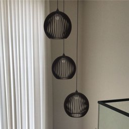 Lustre Pendente para Sala Pé Direito Duplo Trio Ball P7 - Preto - 2