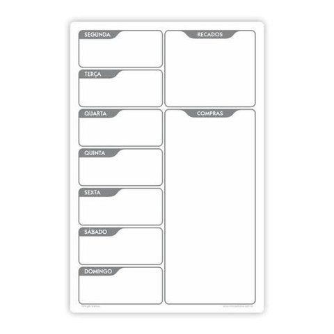 Quadro Planejamento Porta Recados Planner Em Mdf 20x30cm Branco