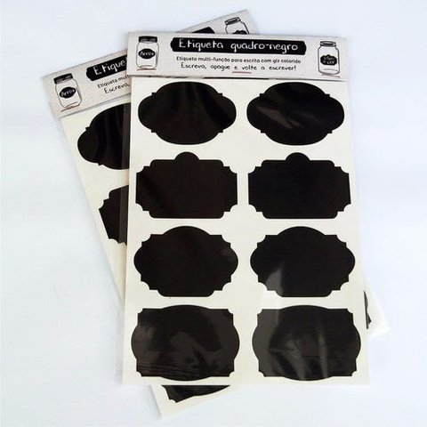 Kit 2 Cartelas Etiqueta Quadro Negro Adesivo Potes Organizador Bazar