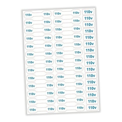 Kit 2 Cartelas Etiqueta Adesivo De Voltagem 110v Tomadas E Cabos