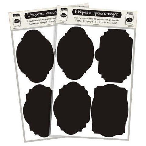 Kit 2 Cartelas Etiqueta Quadro Negro Vinil Adesivo Para Potes Grandes