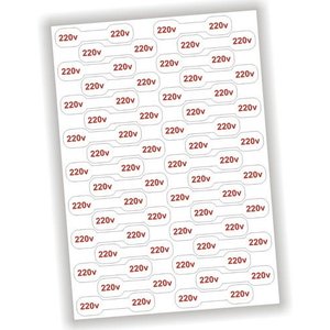 Kit 2 Cartelas Etiqueta Adesivo De Voltagem 220v Fios E Cabos