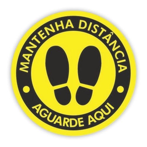 Adesivo Piso Mantenha Distância - Amarelo A