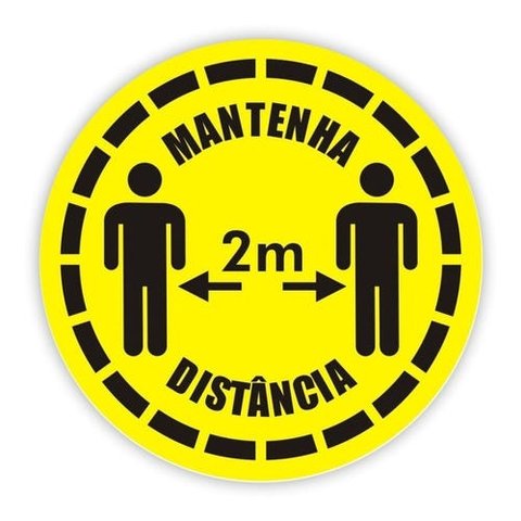 Adesivo Piso Mantenha Distância - Amarelo C