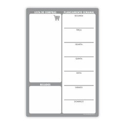 Quadro Planejamento Porta Recados Planner Em Mdf 20x30cm Cinza - 1