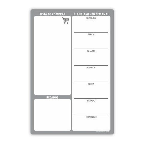 Quadro Planejamento Porta Recados Planner Em Mdf 20x30cm Cinza