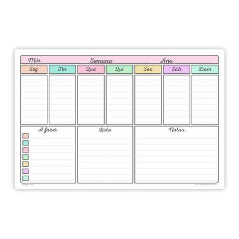 Quadro Planejamento Porta Recados Planner Em Mdf 20x30cm Mod03