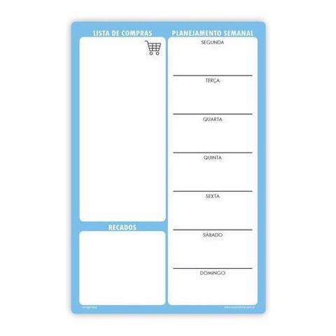 Quadro Planejamento Porta Recados Planner Em Mdf 20x30cm Azul