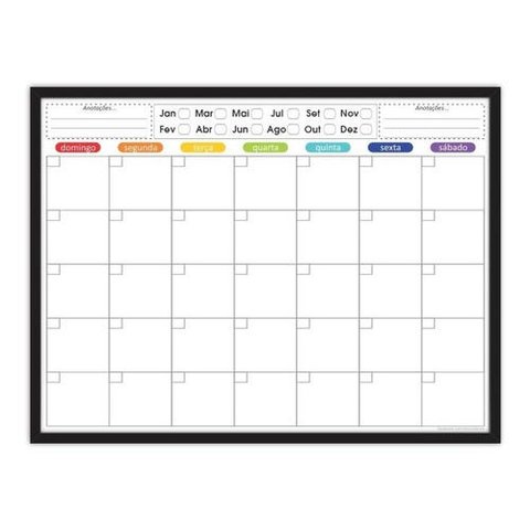 Quadro Planejamento Mensal - Planner - Com Moldura Preta - Mod 04