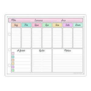Quadro Planejamento Mensal - Planner - Com Moldura Branca - Mod 03