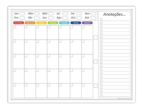 Quadro Planejamento Mensal - Planner - Com Moldura Branca - Mod 02