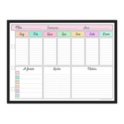 Quadro Planejamento Mensal - Planner - Com Moldura Preta - Mod 03 - 1