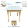 MESA MESINHA COM BAÚ INFANTIL DE MADEIRA: QUADRADA  CARTEIRA ORGANIZADORA ESCOLAR RESISTENTE - 3